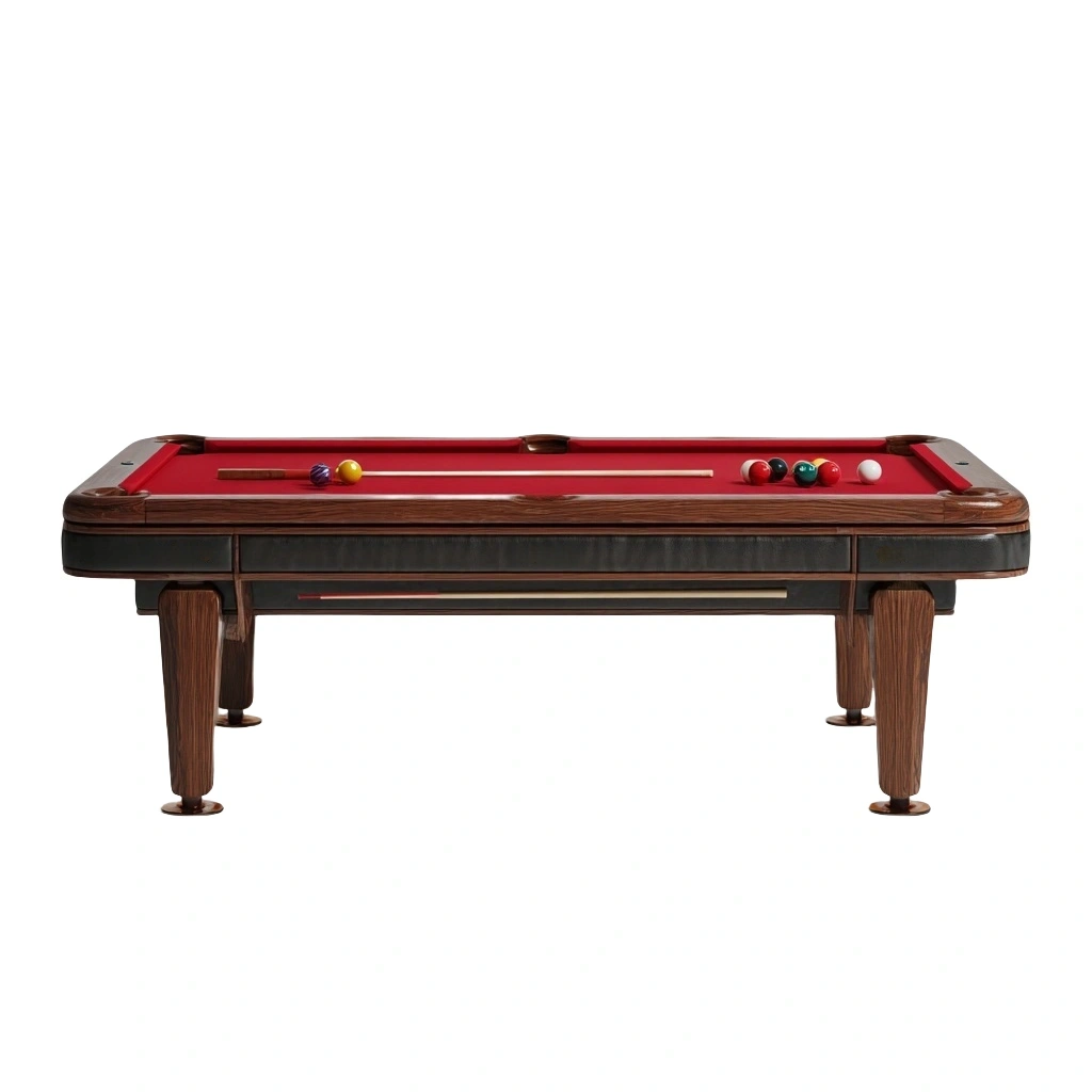 Mesa de billar, roja, marco de madera oscura, 240x120x80 cm