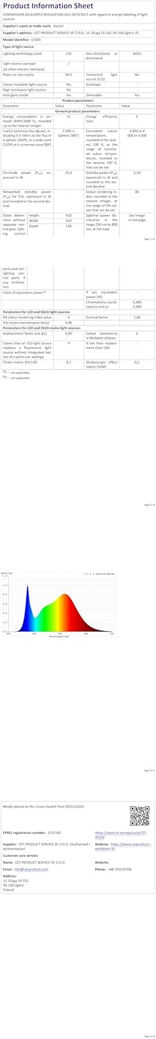 Ventilador de Techo con Luz 40.5 cm, Ventilador Silencioso de 20 W, Regulable 3000K-4000K-6500K, 6 Velocidades con Control Remoto, Temporizador, Memoria de Luz, Ventilador Reversible