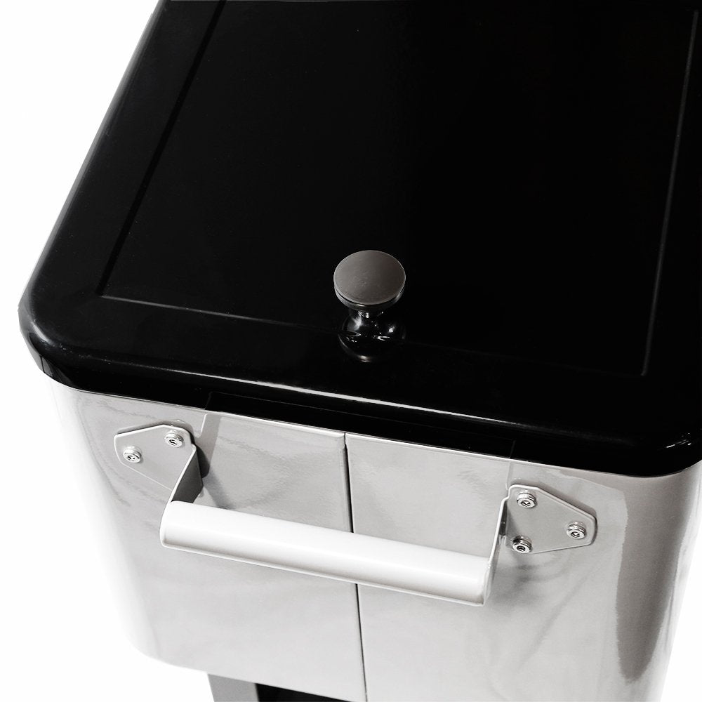 2025 Enfriador Rodante de 80 Quartos para Patio al Aire Libre y Fiesta, Gris, Carro de Bebidas Frías Portátil con Estante, Soporte y Abrelatas