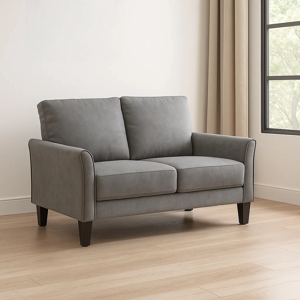 Sofá de 2 plazas,gris,poliéster,apto para salón,141x142x94cm