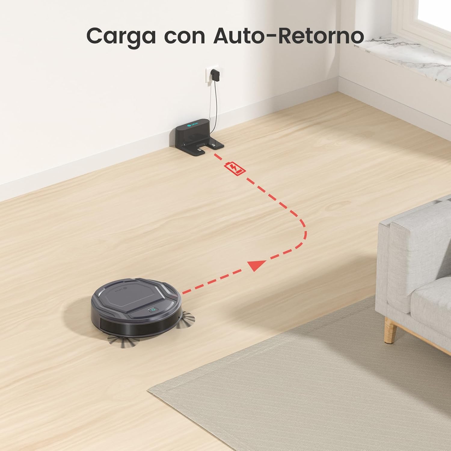 Robot Aspirador LEFANT M210 Pro 2200Pa, 120 Minutos de Autonomía, WiFi/App/Alexa, Sensor Mejorado Anti-Colisión y Anti-Caída, Navegación Inteligente, Delgado y Silencioso, 6 Modos de Limpieza