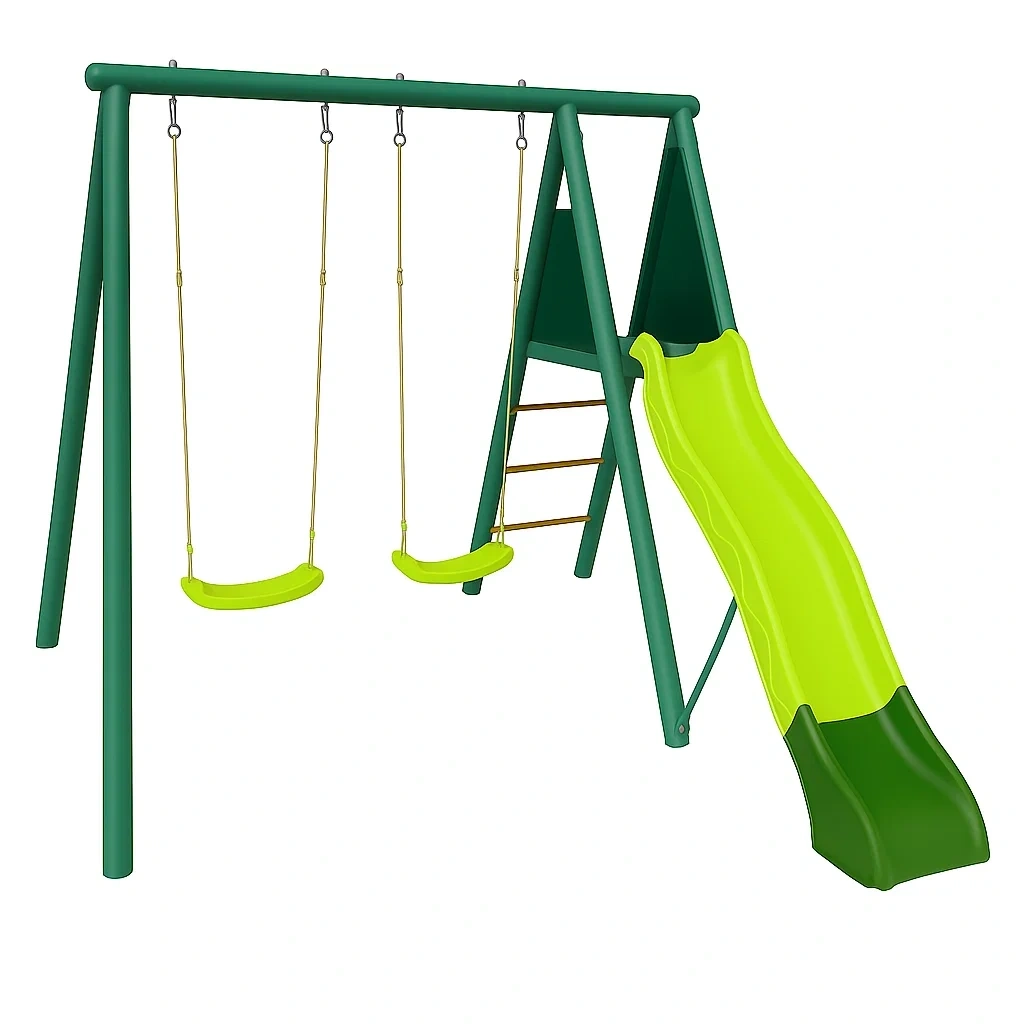 Columpios infantiles 295x185x195 cm Verde/Amarillo Acero/Plástico - QAjcwILW30Nx