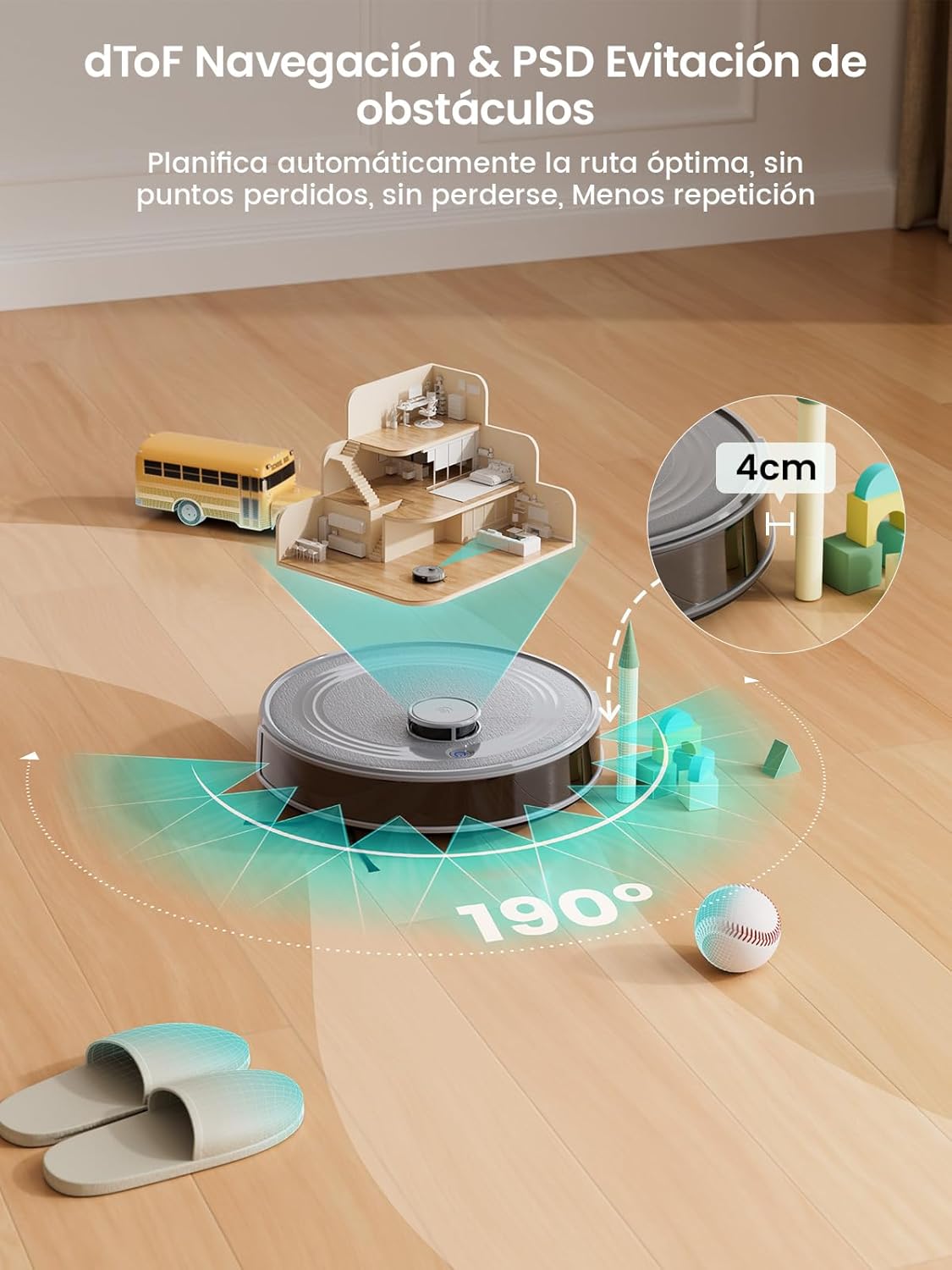 Robot Aspirador LEFANT M210 Pro 2200Pa, 120 Minutos de Autonomía, WiFi/App/Alexa, Sensor Mejorado Anti-Colisión y Anti-Caída, Navegación Inteligente, Delgado y Silencioso, 6 Modos de Limpieza