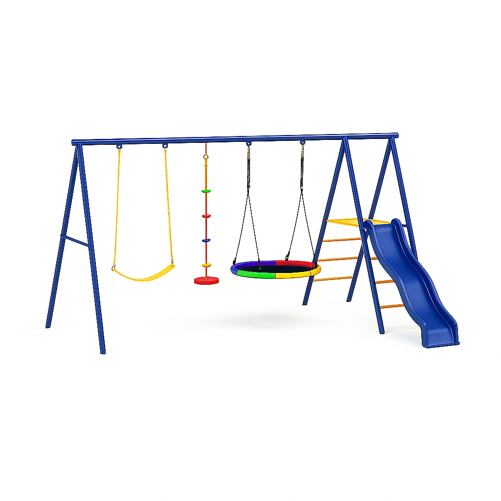 Estructura de juego con columpios, toboganes y cuerdas, acero, exterior 350x200x220 cm