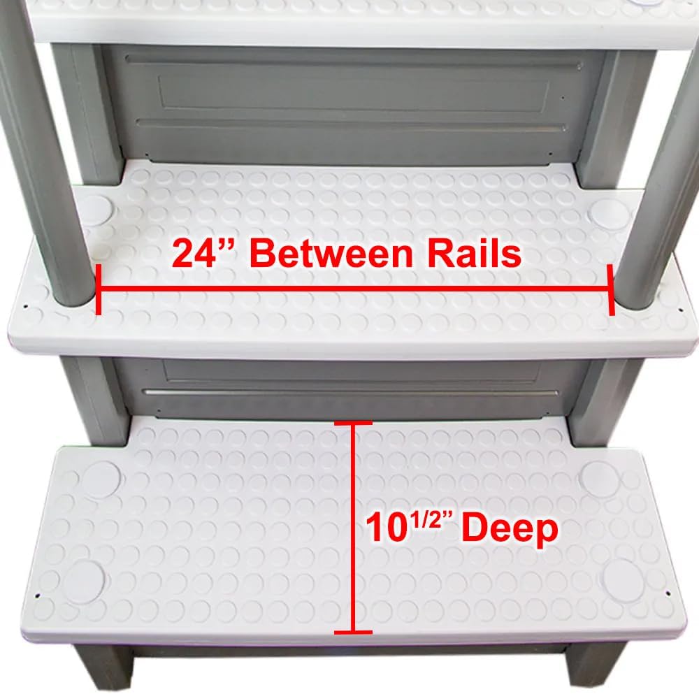 Escalones antideslizantes Aqua Select para piscinas elevadas | Azul | Para piscinas sobre tierra | Se pueden montar en terrazas de 48