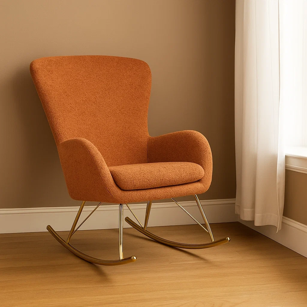 Sillón balancín 1 plaza naranja bouclé interior 99×99×99 cm - rarEWwuLuMCr