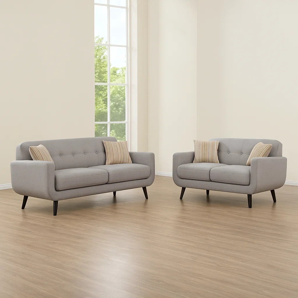 Conjunto de sofá para salón,Incluye sofá de 3 plazas y sofá de 2 plazas,gris,tela,apto para salón