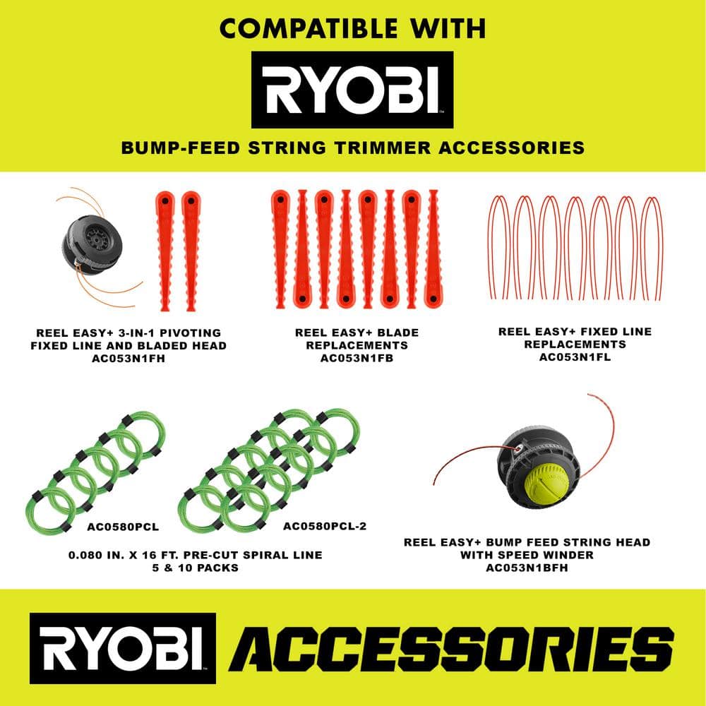 2025 Recortadora de Hilo Inalámbrica Ryobi ONE+ 18V Brushless de 15 Pulgadas con Batería de 4.0 Ah y Cargador P20110