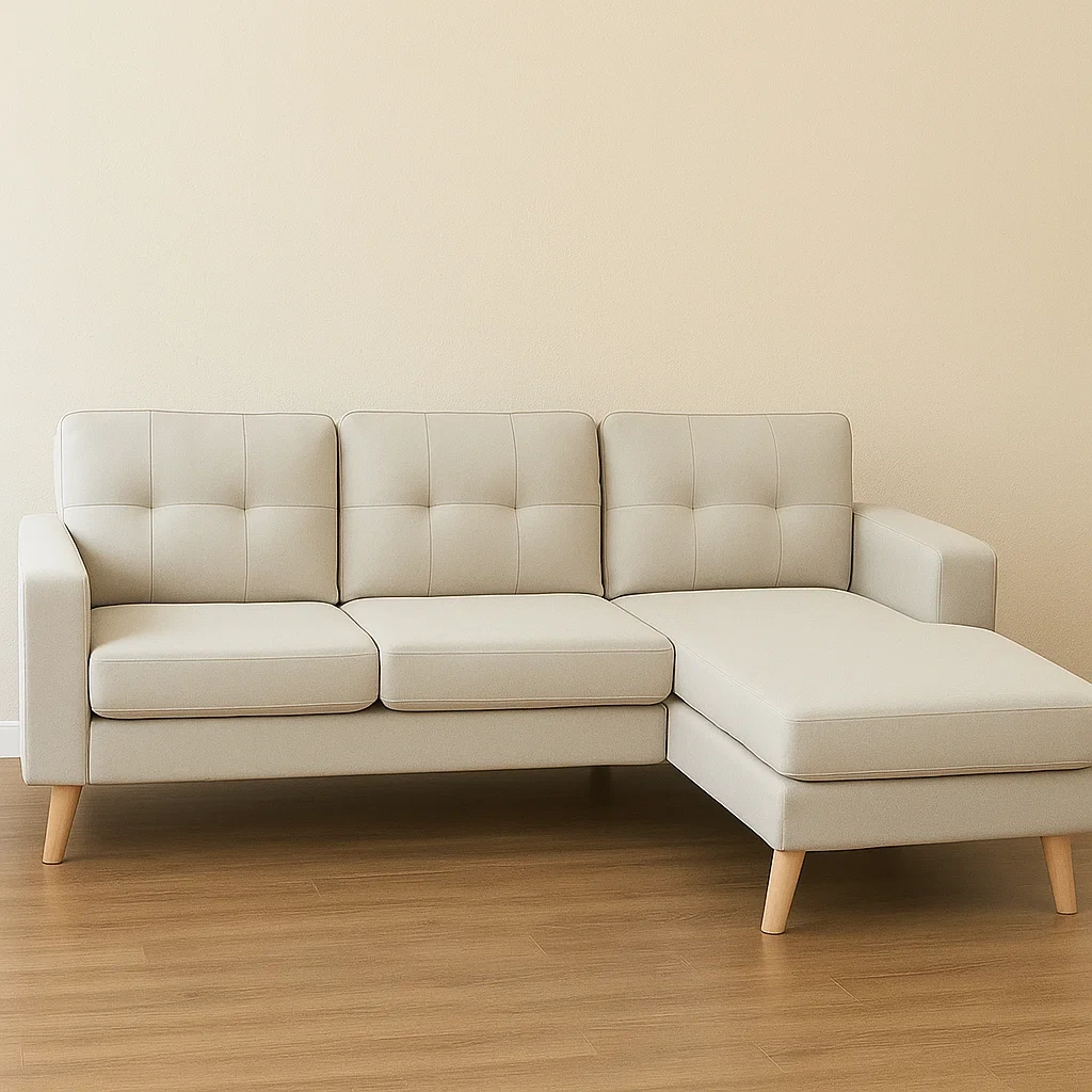 Sofá escandinavo 4 plazas esquinero reversible beige de poliéster para salón 198×160×85 cm - snoDcUrB0b48