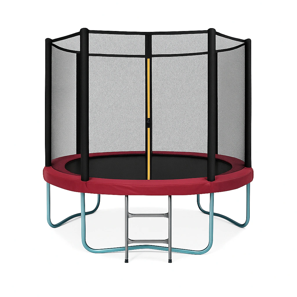 Trampolín redondo con red de seguridad Rojo Acero Exterior 3x3x2.5m