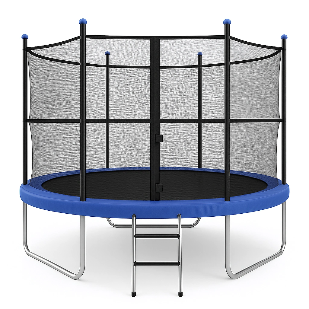 Trampolín Redondo Azul con Red de Seguridad Acero para Exterior 3.5x3.5x2.6m