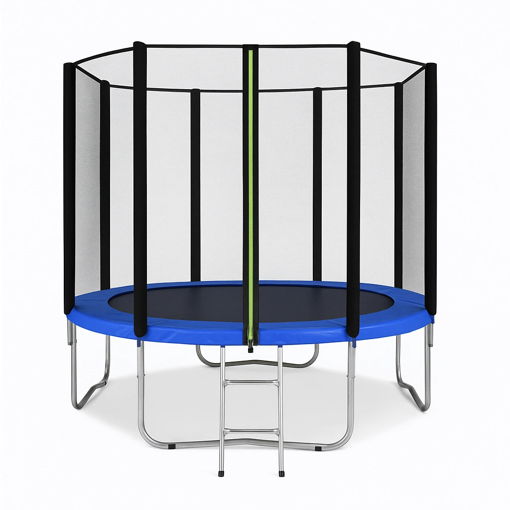 Trampolín Redondo Azul con Red de Seguridad Acero para Exterior 3x3x2.5 m