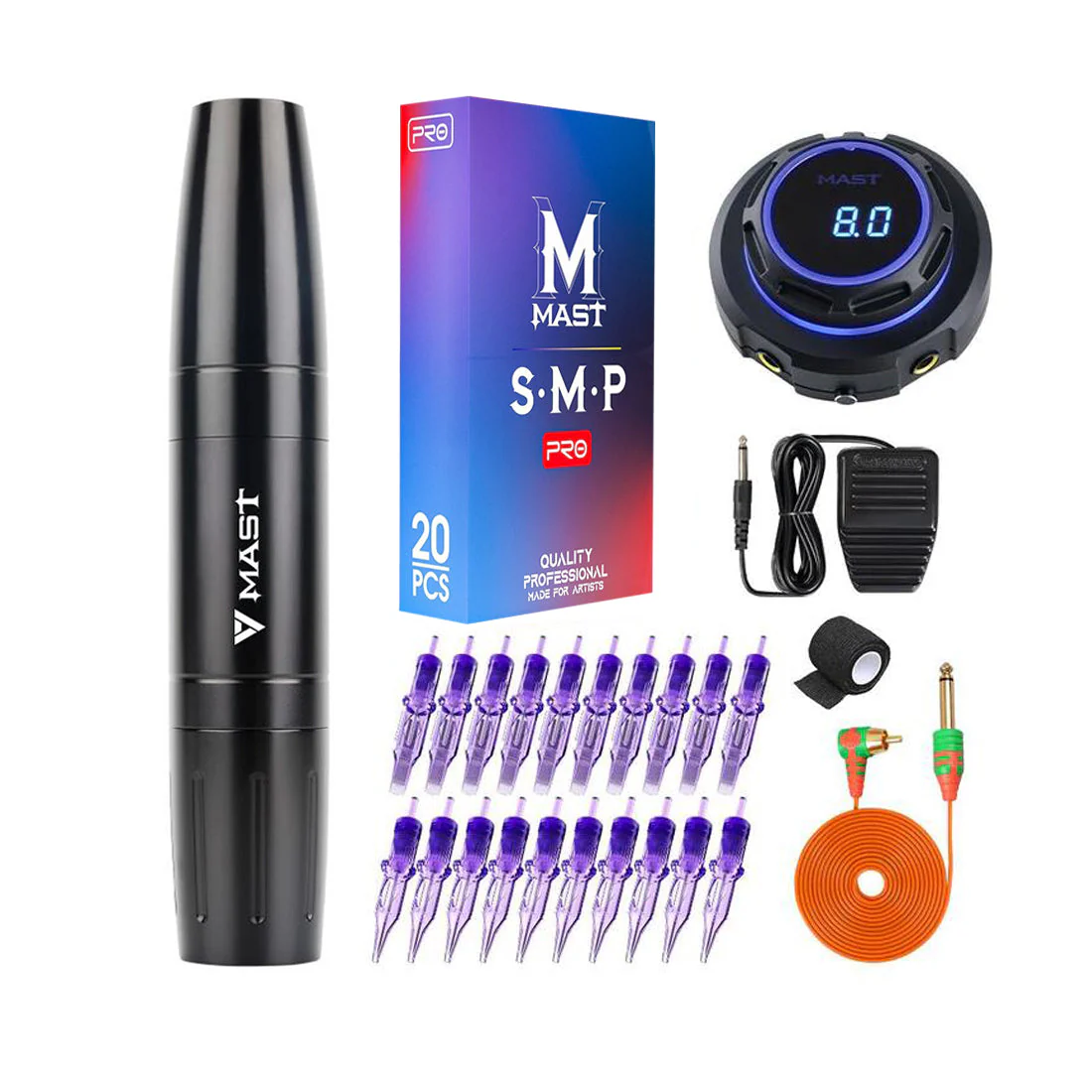 Kit de Tatuaje Dragonhawk Mast Magi Pen con Fuente de Alimentación Mast Halo y Cartuchos