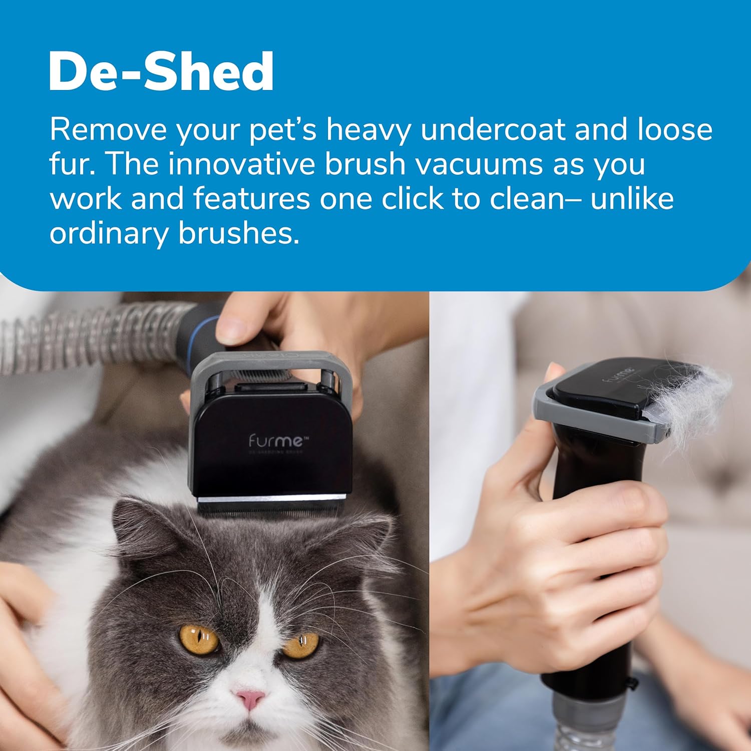 2025 Kit de Aspiradora para Acicalado Profesional Plus FurMe - 5 Herramientas para Mascotas con Contenedor de 2L