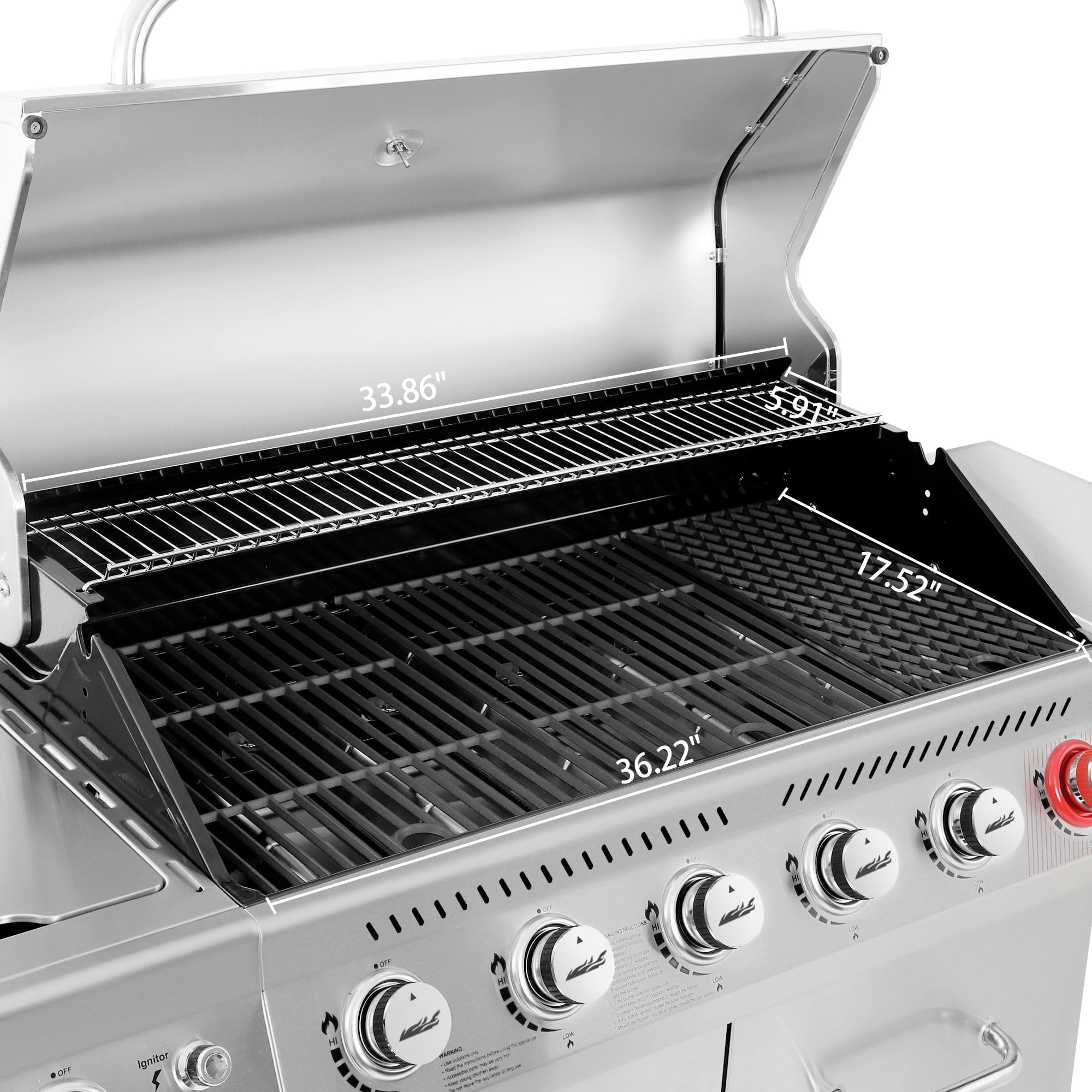 2025 Parrilla a Gas Royal Gourmet GA6402S de Acero Inoxidable, Parrilla Propana Premier de 6 Quemadores con Quemador para Sellar y Quemador Lateral, 74,000 BTU, Estilo Gabinete, Parrilla para BBQ al Aire Libre, Plata