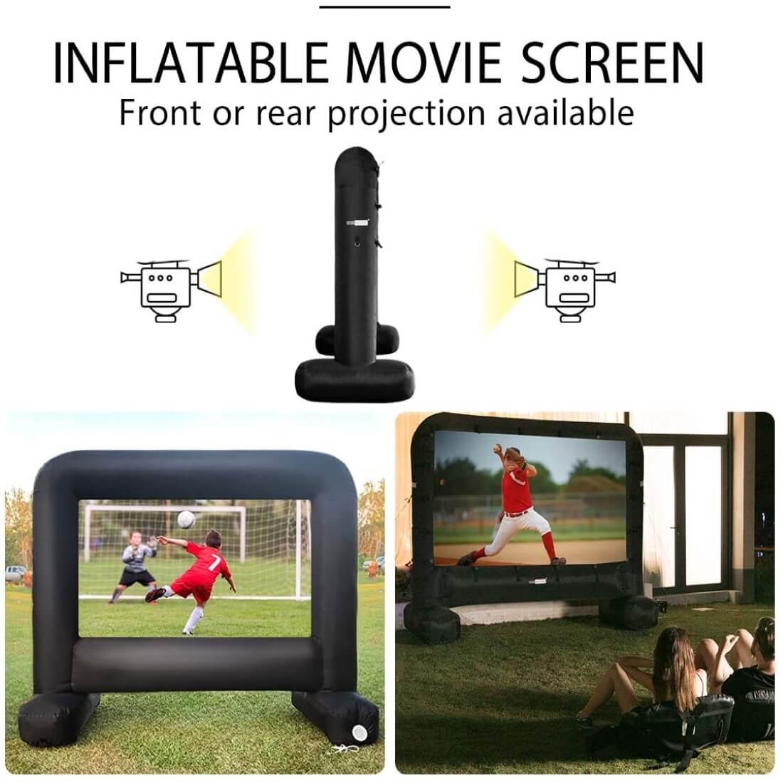 2025 Pantalla Inflable de Cine Gigante de 14-17 Pies para Proyección Frontal y Trasera – Ideal para Exteriores