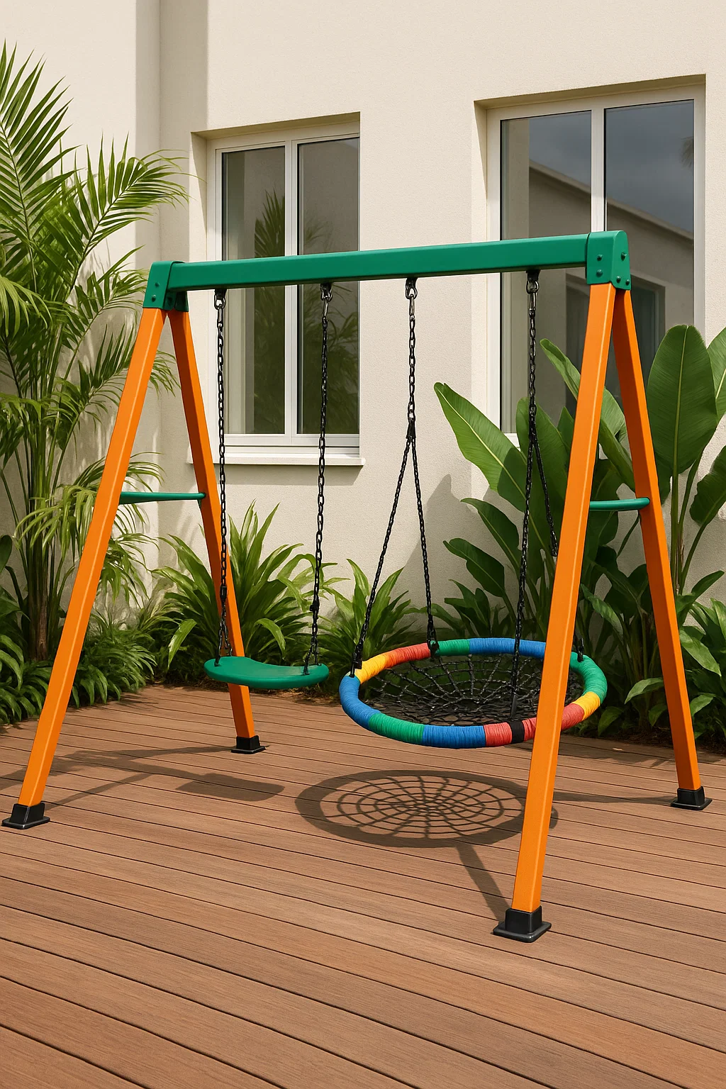 Columpio infantil doble multicolor de acero, uso en exteriores, aprox. 210 X 160 x 185 cm JQFxssGQ85JZ