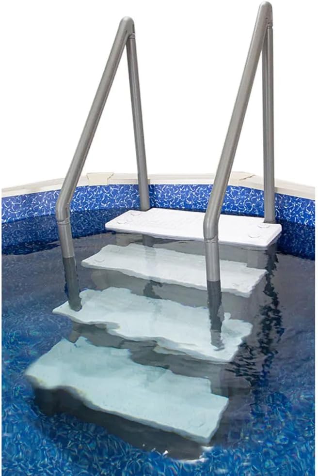 Escalones antideslizantes Aqua Select para piscinas elevadas | Azul | Para piscinas sobre tierra | Se pueden montar en terrazas de 48
