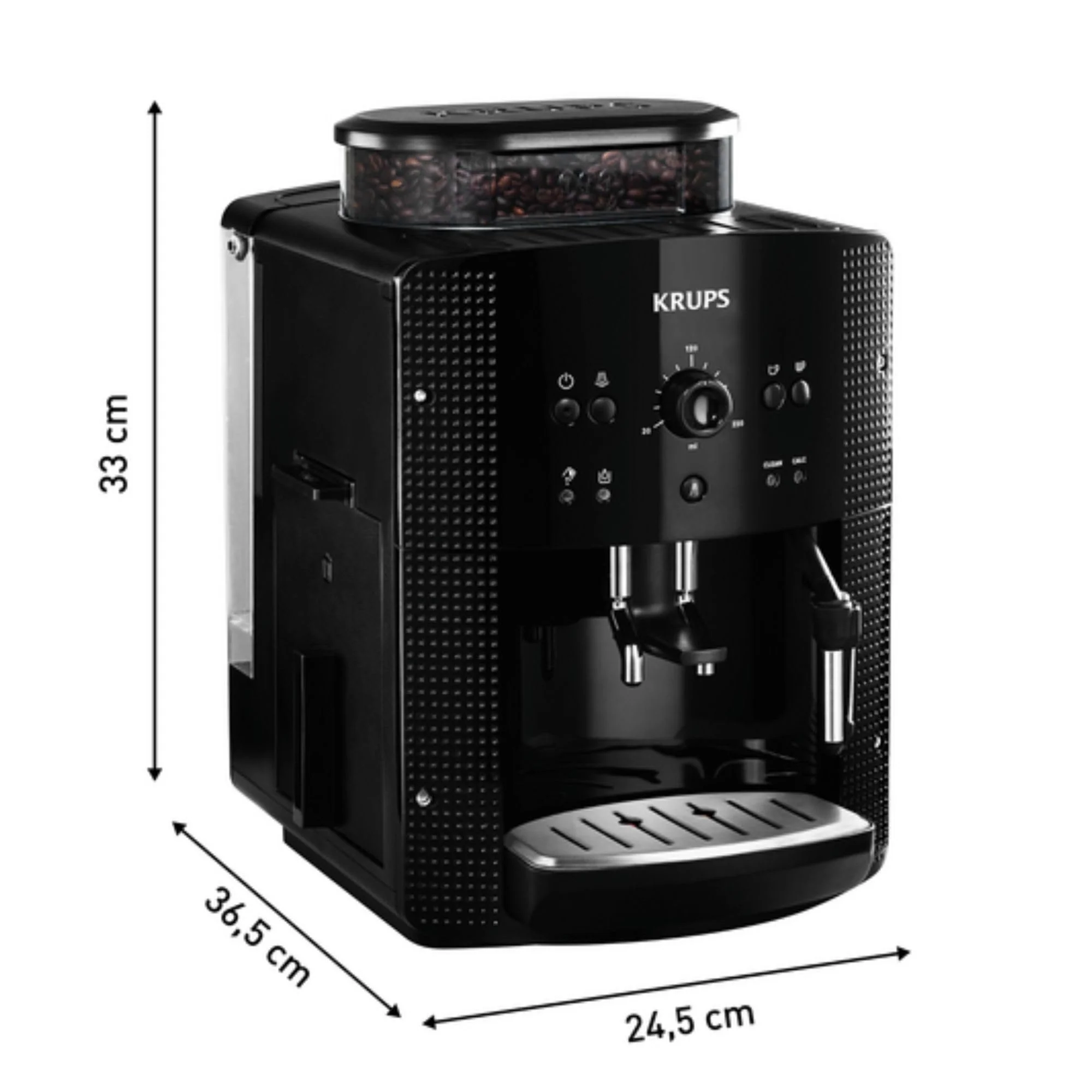 2025 Krups Essential - Cafetera súper automática, 15 Bares de presión, Molinillo cónico de Metal, con selección de cantidad e Intensidad de café, 1.7 l, 1 Cups, Acero, Pantalla LCD + Acc. Leche