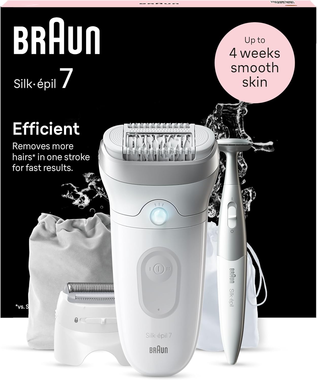 Braun Silk-épil 7, Depiladora Eléctrica para una Fácil Eliminación del Vello, Piel Suave y Duradera, Modelo 7-210, Blanco/Flamenco
