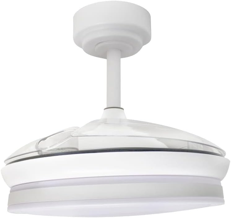 wonderlamp – Ventilador de Techo con Luz LED Pearl Mini, Aspas Retráctiles, Motor DC Muy Silencioso, 3 Temperaturas de Color Regulables, 46W, Blanco