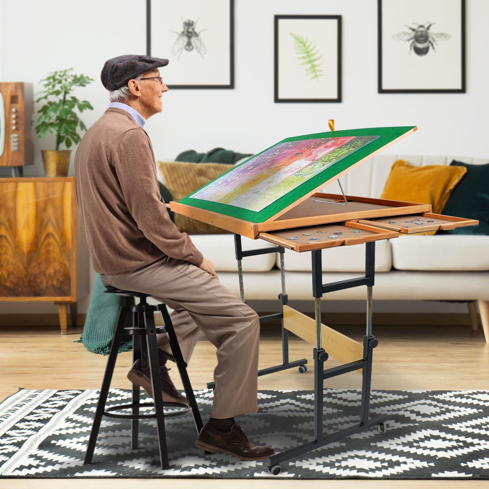 2025 ALL4JIG Mesa Ajustable Portátil con 3 Ángulos Inclinados y Cajones