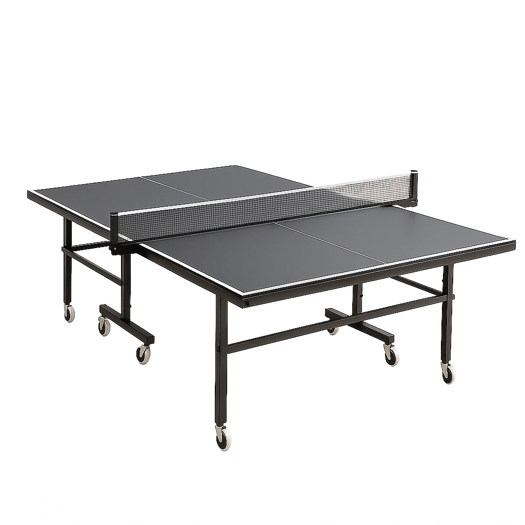 Mesa de ping pong con estructura metálica, negra, para interior/exterior, con red ajustable 274x152.5x76 cm