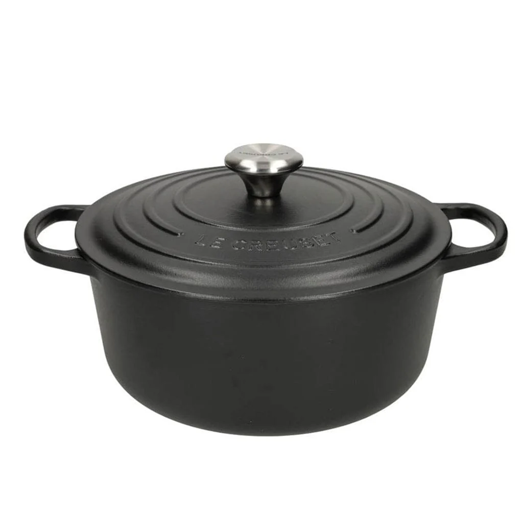 2025 Le Creuset - Sartén para asar / guisar Signature redonda negro mate 24 cm 4,2 l (interior negro)