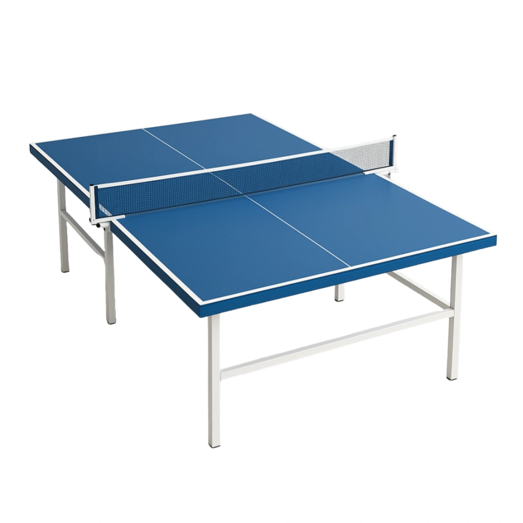 Mesa de ping pong azul con estructura metálica blanca para interior y exterior 274x152.5x76 cm