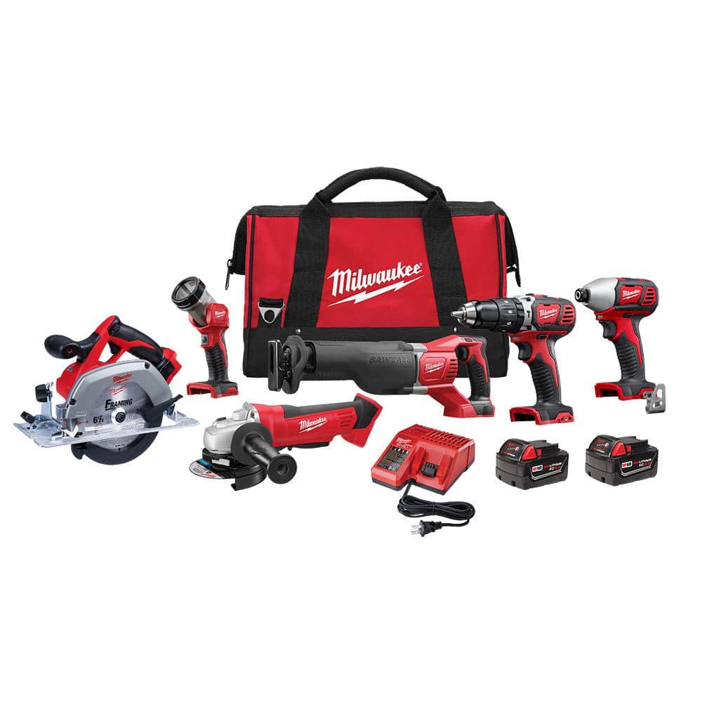 2025 Kit Combo Herramientas Inalámbricas Milwaukee M18 18V de Litio (6 Herramientas) con Dos Baterías de 3.0 Ah, 1 Cargador, 1 Maletín de Herramientas - Modelo 2696-26