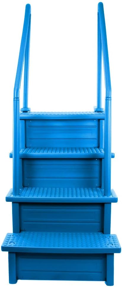 Escalones antideslizantes Aqua Select para piscinas elevadas | Azul | Para piscinas sobre tierra | Se pueden montar en terrazas de 48