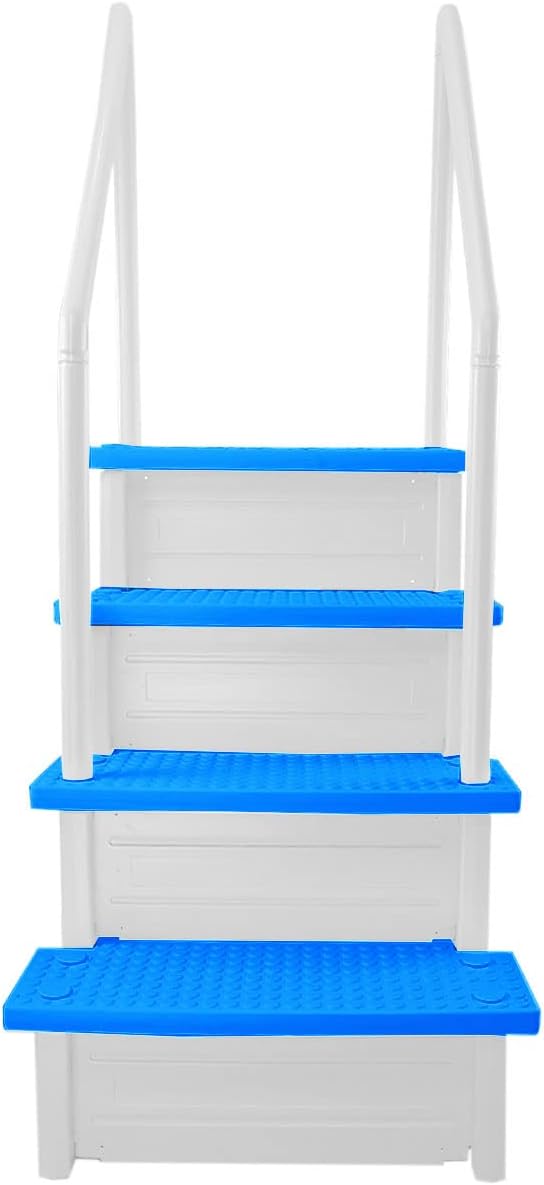 Escalones antideslizantes Aqua Select para piscinas elevadas | Azul | Para piscinas sobre tierra | Se pueden montar en terrazas de 48