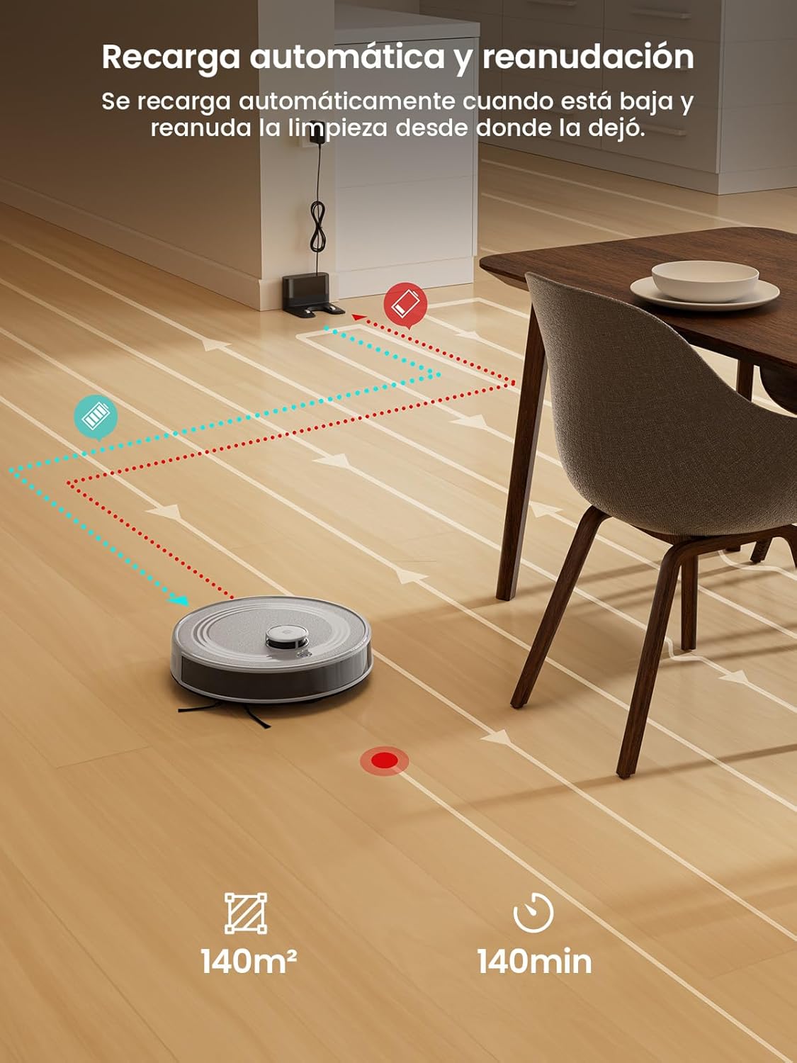 Robot Aspirador LEFANT M210 Pro 2200Pa, 120 Minutos de Autonomía, WiFi/App/Alexa, Sensor Mejorado Anti-Colisión y Anti-Caída, Navegación Inteligente, Delgado y Silencioso, 6 Modos de Limpieza