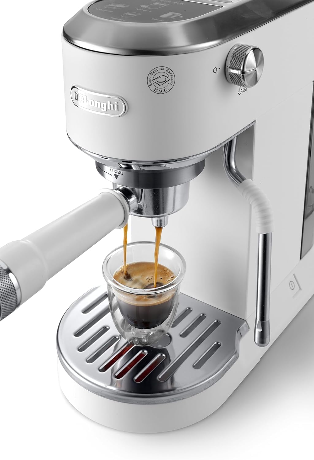 De'Longhi Dedica – Cafetera de Bomba de Acero Inoxidable para Café Molido o Monodosis, Espresso y Capuchino, Depósito de 1.3 Litros, Sistema Antigoteo, Modelo EC685.M, Color Metal