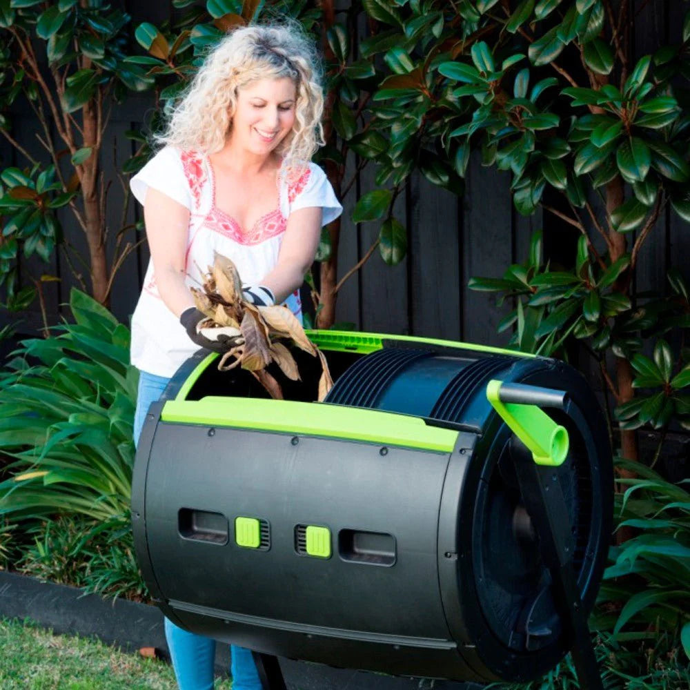 2025 Maze Compostador Tumbler de 65 Galones y Carrito Combo