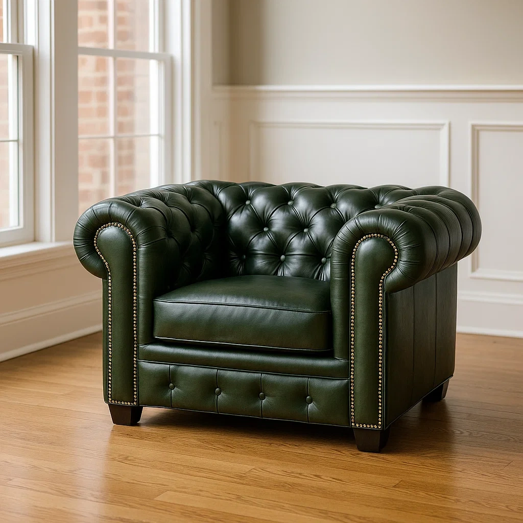 Sillón de piel 1 plaza verde pino piel de búfalo interior 105×96×73 cm - RHcpheDl8eHM