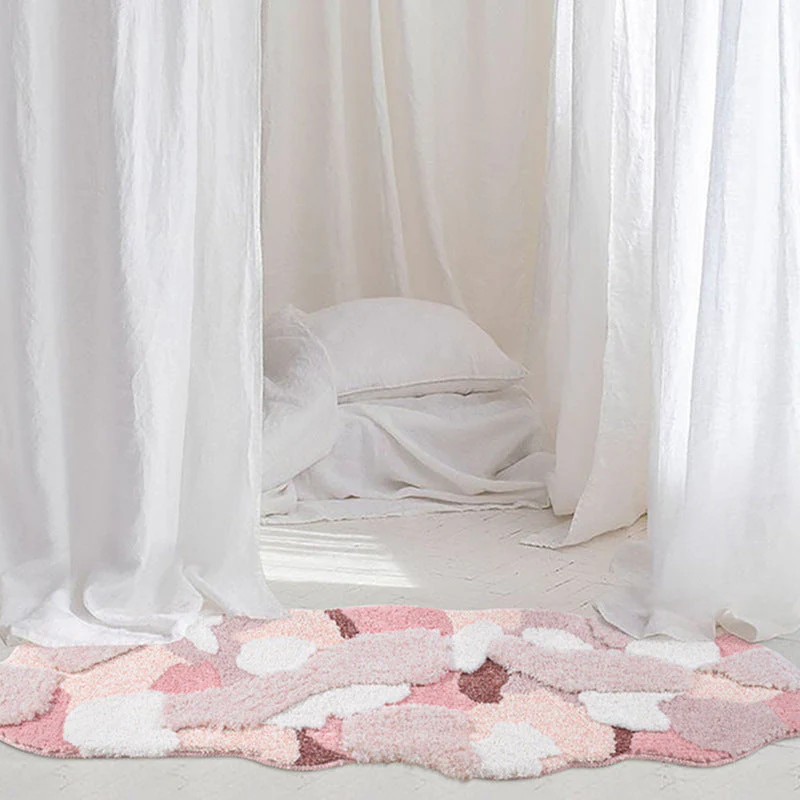 Eleganter Teppich für Wohnzimmer mit Kirschblütenmotiv – Natürliche Moos-Optik