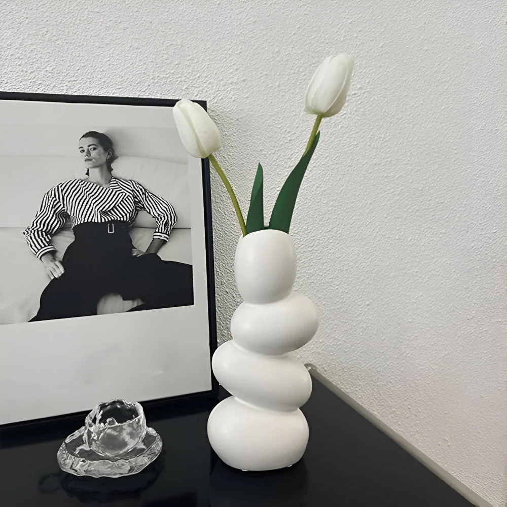Handgefertigte Keramikvase Groß in Weiß - Skulpturales Design für Elegante Dekoration