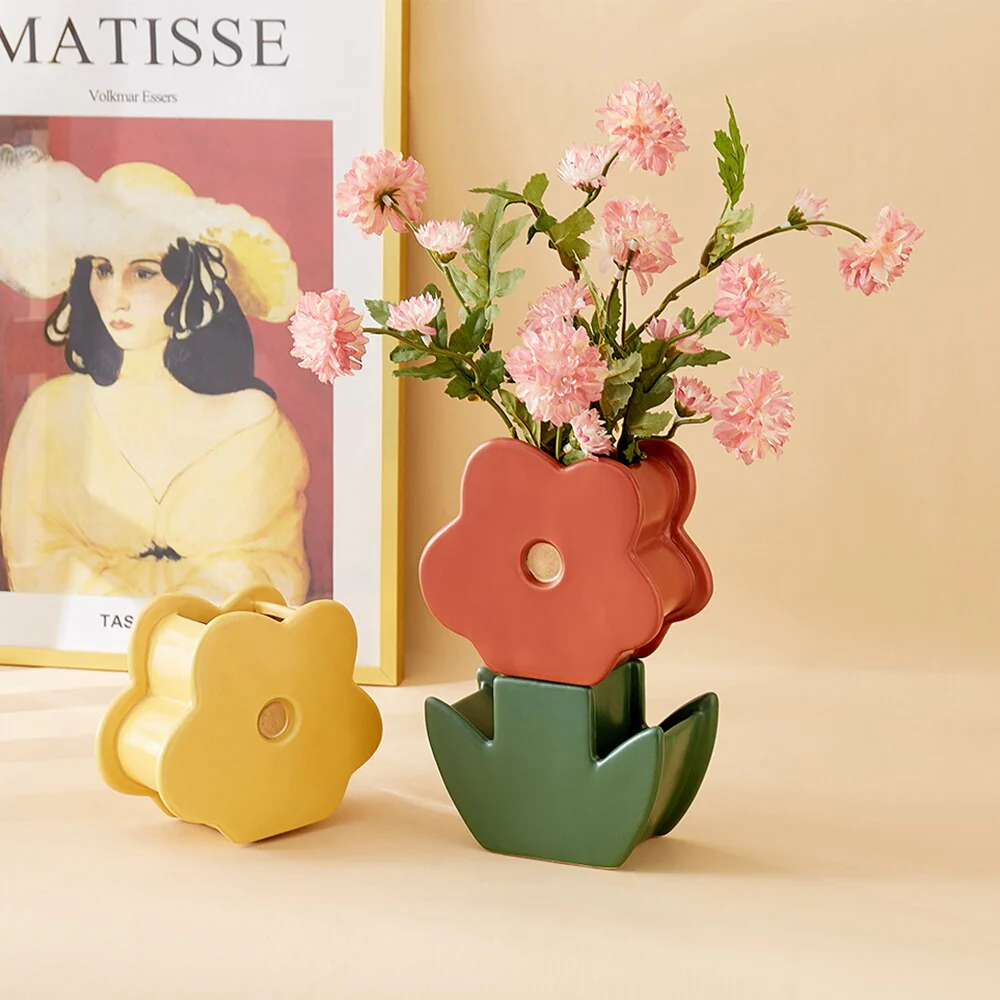 Bunte Keramikvase – Modernes Design für Farbenfrohe Akzente in Ihrem Zuhause