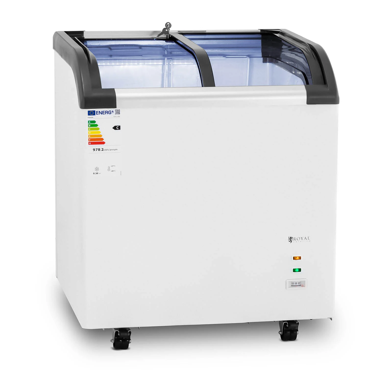 Grand congélateur coffre bahut horizontal professionnel (volume: 180litres, réfrigérant: r290, puissance: 180watts, plage de température: -30– 5°c, matériaux: acier/aluminium)  14_0005274