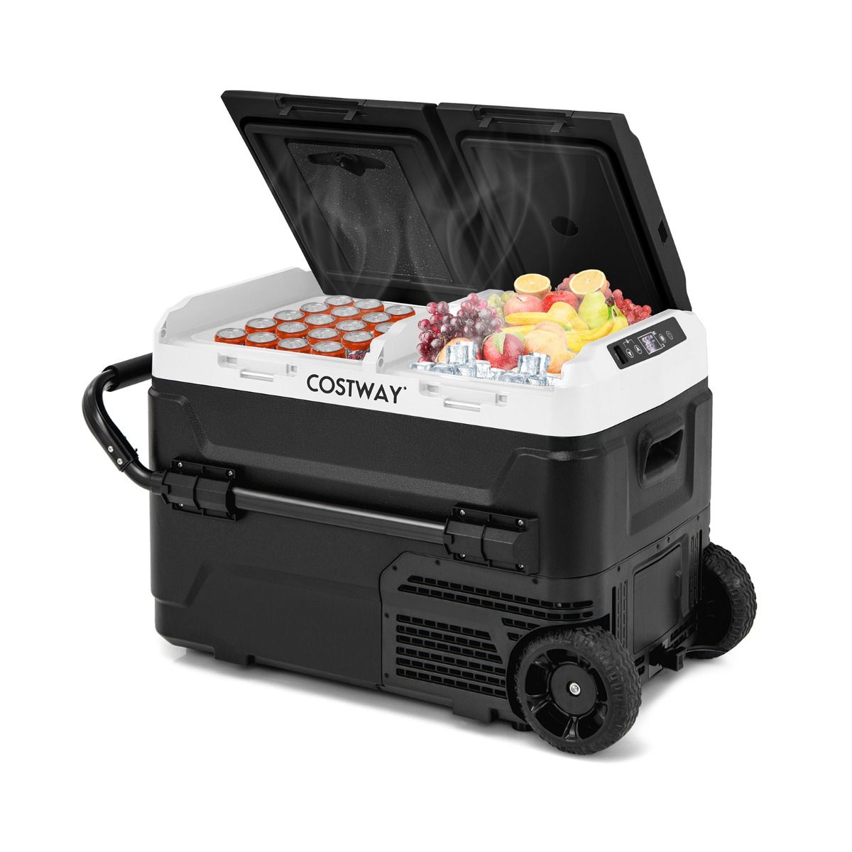 Glacière Électrique Portable Double Zone 40L Réfrigérateur de Voiture 12 V à Compresseur -20℃ ~ 20℃ 12/24V CC et 100-240V CA Noir