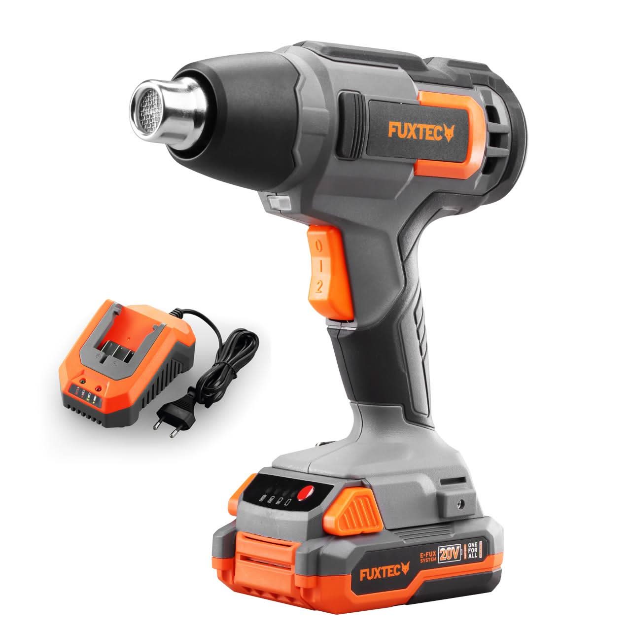 Décapeur thermique sans fil 20V FUXTEC FX-E1HLP20 - Set avec batterie 2Ah et chargeur 2,4A