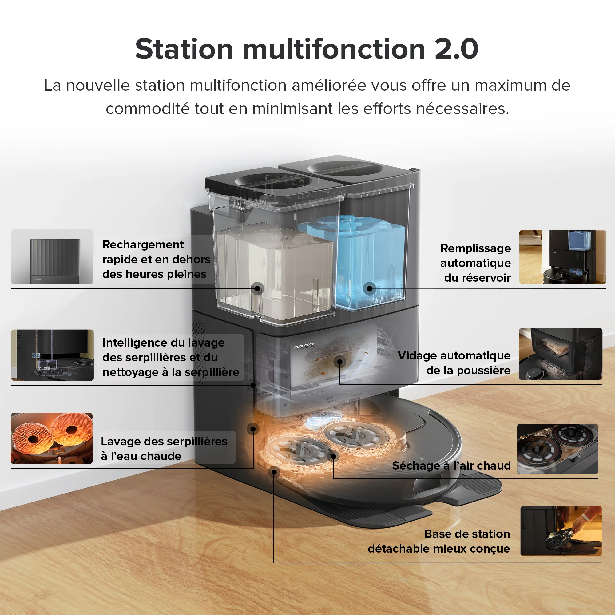 Roborock Qrevo Pro robot aspirateur laveur avec station multifonction 2.0