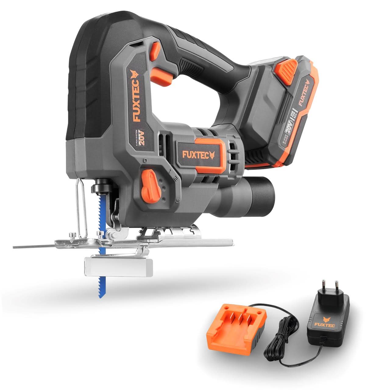 Scie sauteuse sans fil 20V FUXTEC FX-E1JS20 SET avec 1 x batterie 2Ah, 1 x chargeur 1A