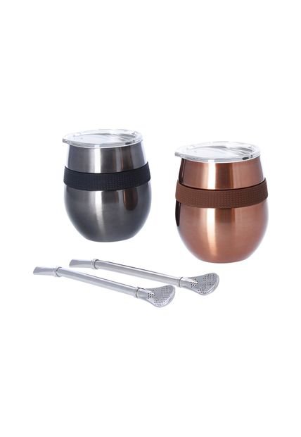 Set De 2 Mug Hierba Mate Cucao 230ml. Negro Doite