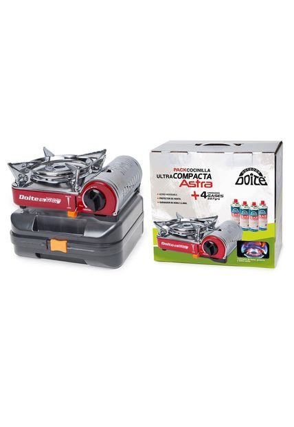 Pack Cocinilla Sobremesa Astra + 4 Gas 227 Grs Rojo Doite