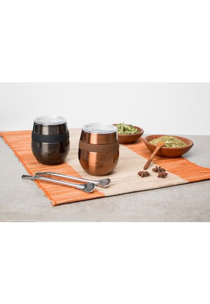 Set De 2 Mug Hierba Mate Cucao 230ml. Negro Doite