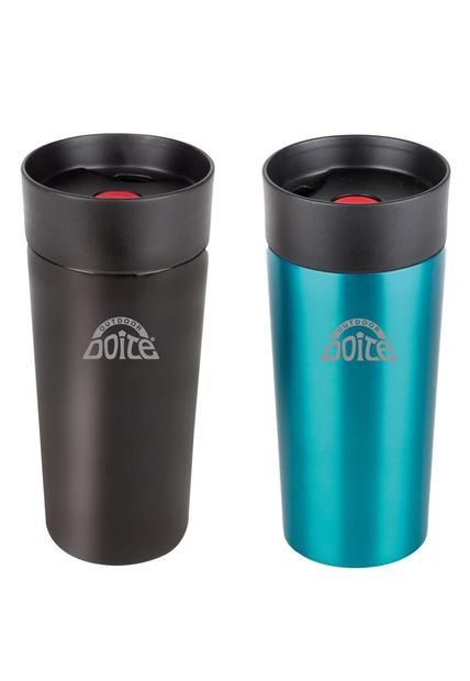 Set De 2 Termos One Touch Mug 350ml. Verde Negro Doite