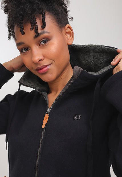 Chaqueta Poleròn Doite Peludos Wooly Negro - Calce Regular