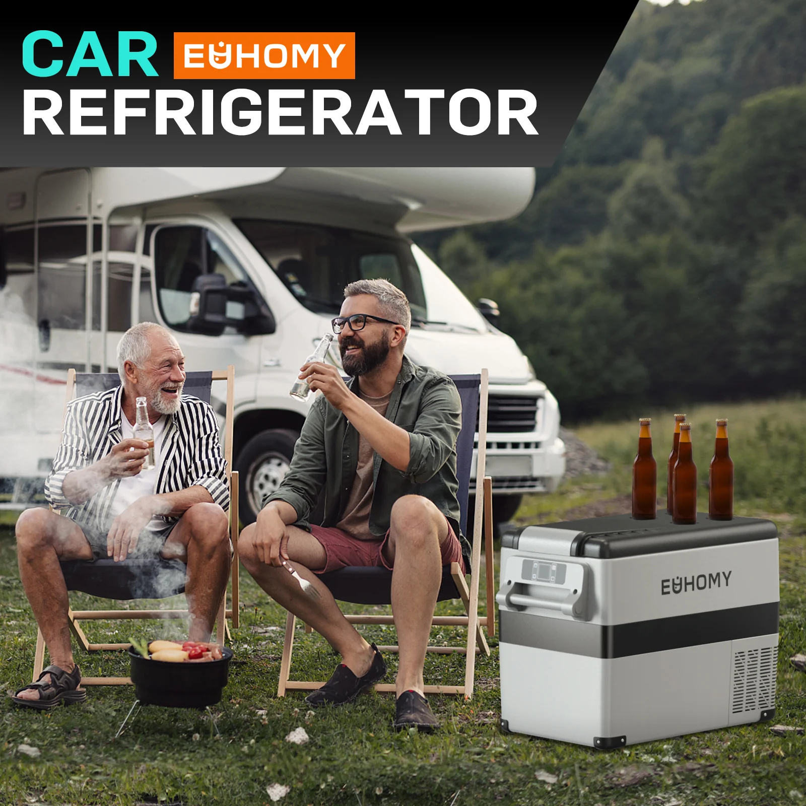 Euhomy 12 Volt Portable Car Refrigerator, 48-59 Quart, Dual Storage, App Control, Frost Free, Gary